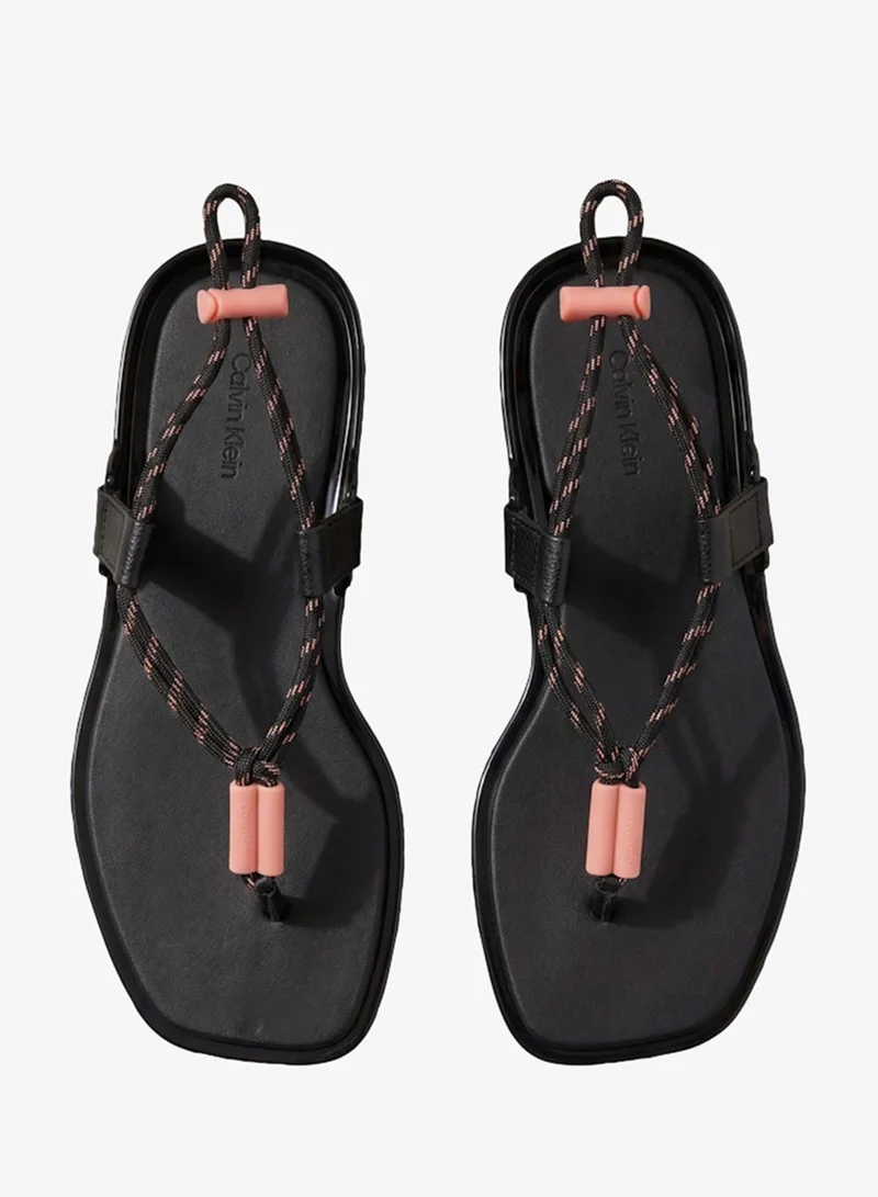 Calvin Klein Black/Peach Whip Harper - Rope Thong Sandals for Women | Best Price UAE